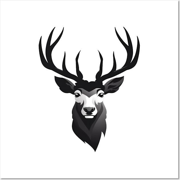 Black and White Deer Wall Art by TooplesArt